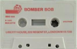 Cartridge artwork for Bomber Bob In Pentagon Capers on the Sinclair ZX Spectrum.
