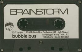 Cartridge artwork for Brainstorm (Firebird) on the Sinclair ZX Spectrum.