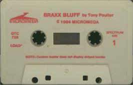 Cartridge artwork for Braxx Bluff on the Sinclair ZX Spectrum.