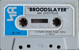 Cartridge artwork for Brood Slayer on the Sinclair ZX Spectrum.