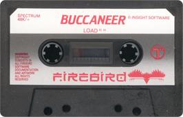 Cartridge artwork for Buccaneer on the Sinclair ZX Spectrum.