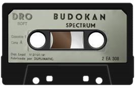 Cartridge artwork for Budokan: The Martial Spirit on the Sinclair ZX Spectrum.