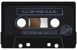 Cartridge artwork for CJ In the USA on the Sinclair ZX Spectrum.