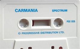 Cartridge artwork for Carmania on the Sinclair ZX Spectrum.