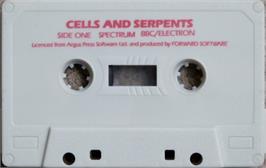 Cartridge artwork for Cells And Serpents on the Sinclair ZX Spectrum.