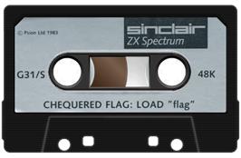Cartridge artwork for Chequered Flag on the Sinclair ZX Spectrum.