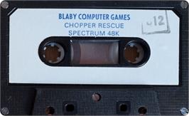 Cartridge artwork for Chopper Rescue on the Sinclair ZX Spectrum.