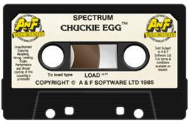 Cartridge artwork for Chuckie Egg on the Sinclair ZX Spectrum.
