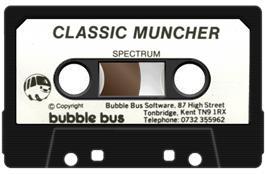 Cartridge artwork for Classic Muncher on the Sinclair ZX Spectrum.