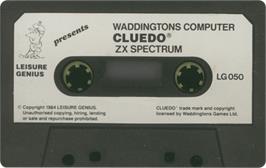Cartridge artwork for Cluedo on the Sinclair ZX Spectrum.