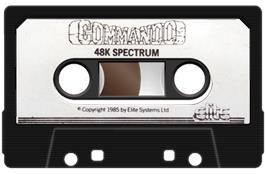Cartridge artwork for Commando on the Sinclair ZX Spectrum.