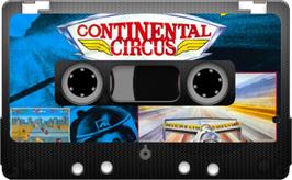Cartridge artwork for Continental Circus on the Sinclair ZX Spectrum.