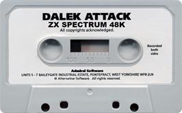 Cartridge artwork for Dalek Attack on the Sinclair ZX Spectrum.