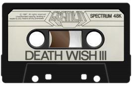 Cartridge artwork for Death Wish 3 on the Sinclair ZX Spectrum.