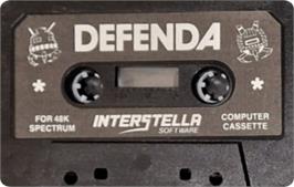 Cartridge artwork for Defenda on the Sinclair ZX Spectrum.