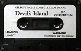 Cartridge artwork for Devil's Island on the Sinclair ZX Spectrum.