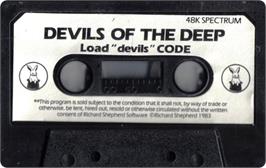 Cartridge artwork for Devils Of The Deep on the Sinclair ZX Spectrum.
