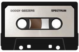 Cartridge artwork for Dodgy Geezers on the Sinclair ZX Spectrum.