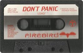 Cartridge artwork for Don't Panic on the Sinclair ZX Spectrum.