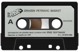 Cartridge artwork for Drazen Petrovic Basket on the Sinclair ZX Spectrum.