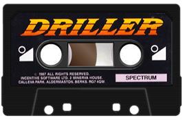 Cartridge artwork for Driller on the Sinclair ZX Spectrum.