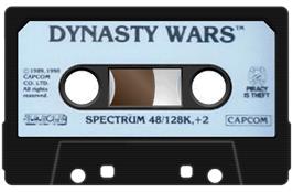 Cartridge artwork for Dynasty Wars on the Sinclair ZX Spectrum.