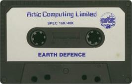 Cartridge artwork for Earth Defence on the Sinclair ZX Spectrum.