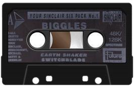 Cartridge artwork for Earth Shaker on the Sinclair ZX Spectrum.