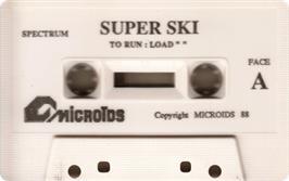 Cartridge artwork for Eddie Edwards' Super Ski on the Sinclair ZX Spectrum.