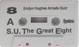 Cartridge artwork for Emlyn Hughes Arcade Quiz on the Sinclair ZX Spectrum.
