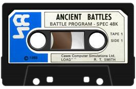 Cartridge artwork for Encyclopedia of War: Ancient Battles on the Sinclair ZX Spectrum.