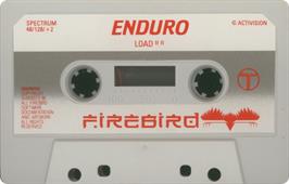 Cartridge artwork for Enduro on the Sinclair ZX Spectrum.