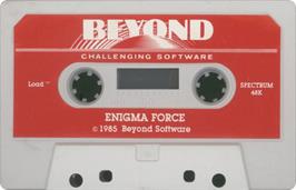 Cartridge artwork for Enigma Force on the Sinclair ZX Spectrum.