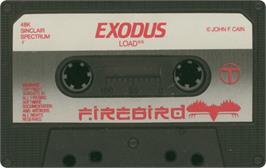 Cartridge artwork for Exodus on the Sinclair ZX Spectrum.