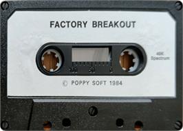 Cartridge artwork for Factory Breakout on the Sinclair ZX Spectrum.