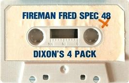 Cartridge artwork for Fireman Fred on the Sinclair ZX Spectrum.