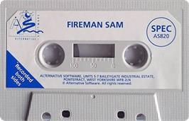 Cartridge artwork for Fireman Sam on the Sinclair ZX Spectrum.