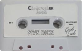 Cartridge artwork for Five Dice on the Sinclair ZX Spectrum.