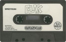 Cartridge artwork for Flak on the Sinclair ZX Spectrum.