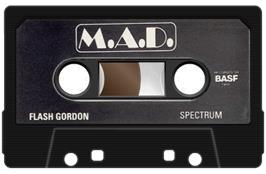 Cartridge artwork for Flash Gordon on the Sinclair ZX Spectrum.