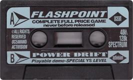 Cartridge artwork for Flashpoint on the Sinclair ZX Spectrum.