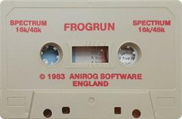 Cartridge artwork for Frog Run on the Sinclair ZX Spectrum.
