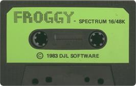 Cartridge artwork for Froggy on the Sinclair ZX Spectrum.