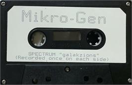 Cartridge artwork for Galakzions on the Sinclair ZX Spectrum.