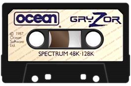 Cartridge artwork for Gryzor on the Sinclair ZX Spectrum.