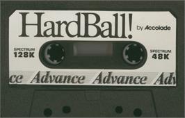 Cartridge artwork for HardBall! on the Sinclair ZX Spectrum.