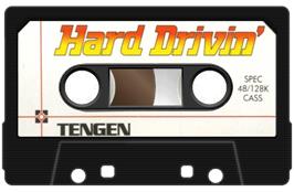 Cartridge artwork for Hard Drivin' on the Sinclair ZX Spectrum.