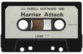 Cartridge artwork for Harrier Attack on the Sinclair ZX Spectrum.