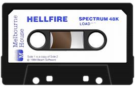 Cartridge artwork for Hellfire on the Sinclair ZX Spectrum.
