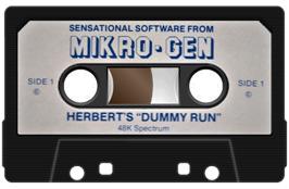 Cartridge artwork for Herbert's Dummy Run on the Sinclair ZX Spectrum.